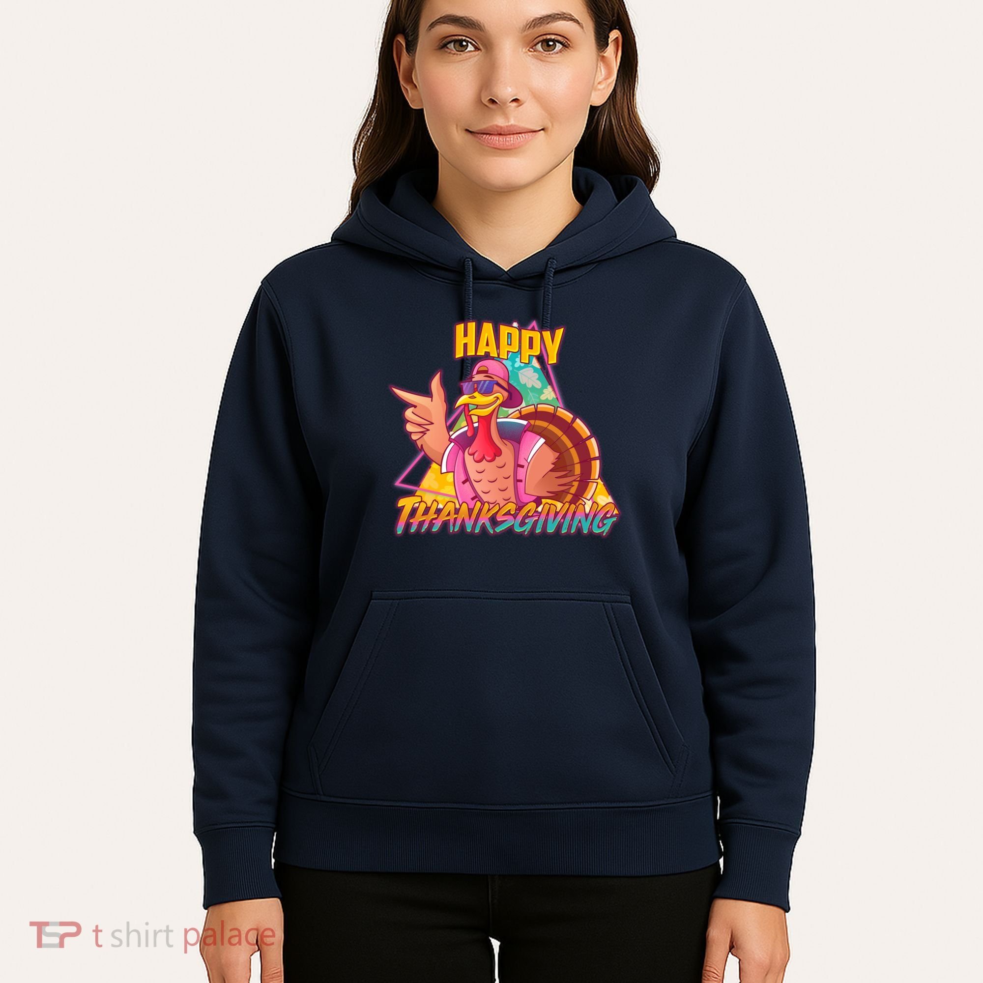 Funny Retro 80s 90s Thanksgiving Turkey Hoodie