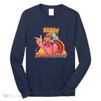 Funny Retro 80s 90s Thanksgiving Turkey Long Sleeve Shirt thumb 0