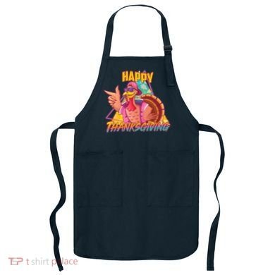 Funny Retro 80s 90s Thanksgiving Turkey Apron