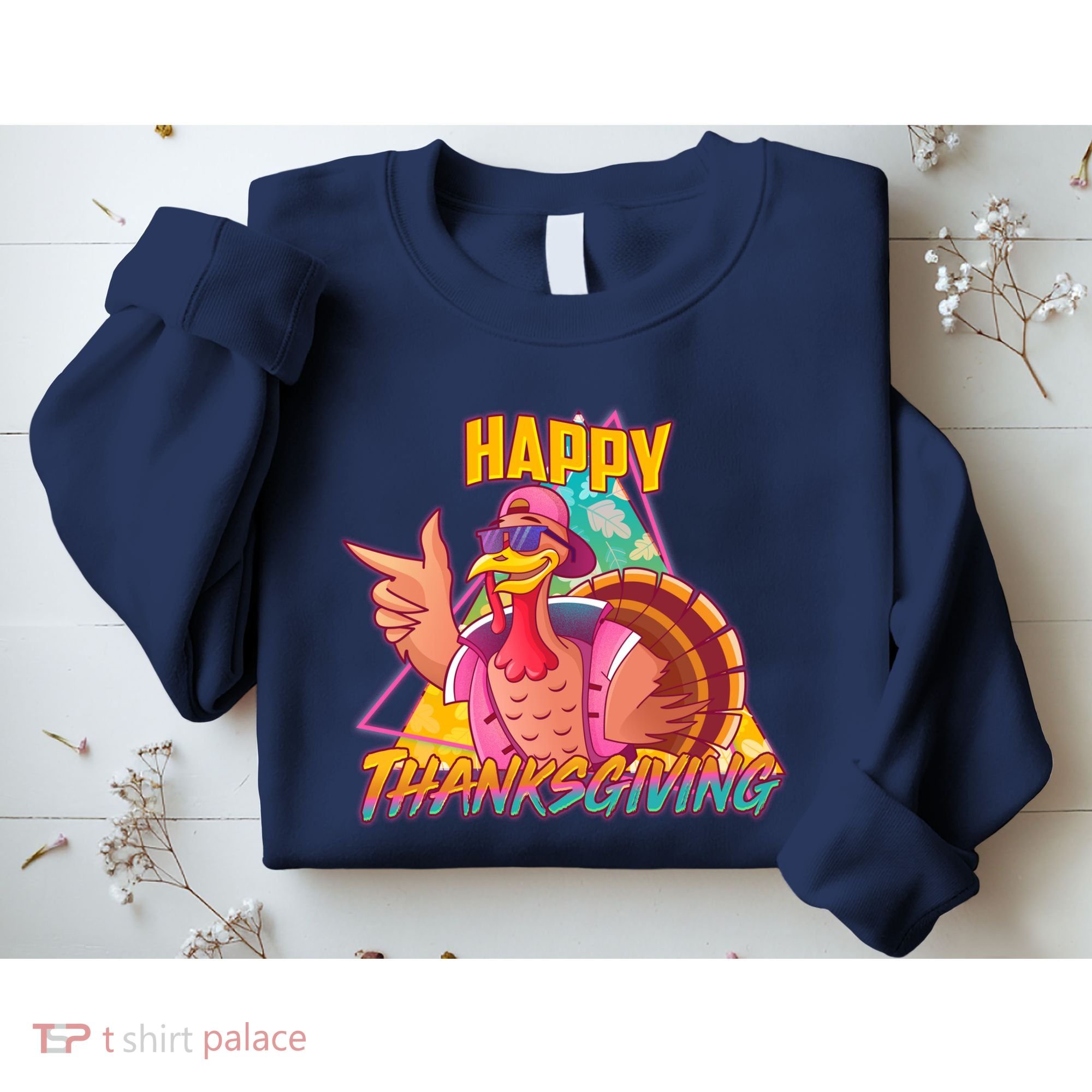 Funny Retro 80s 90s Thanksgiving Turkey Sweatshirt