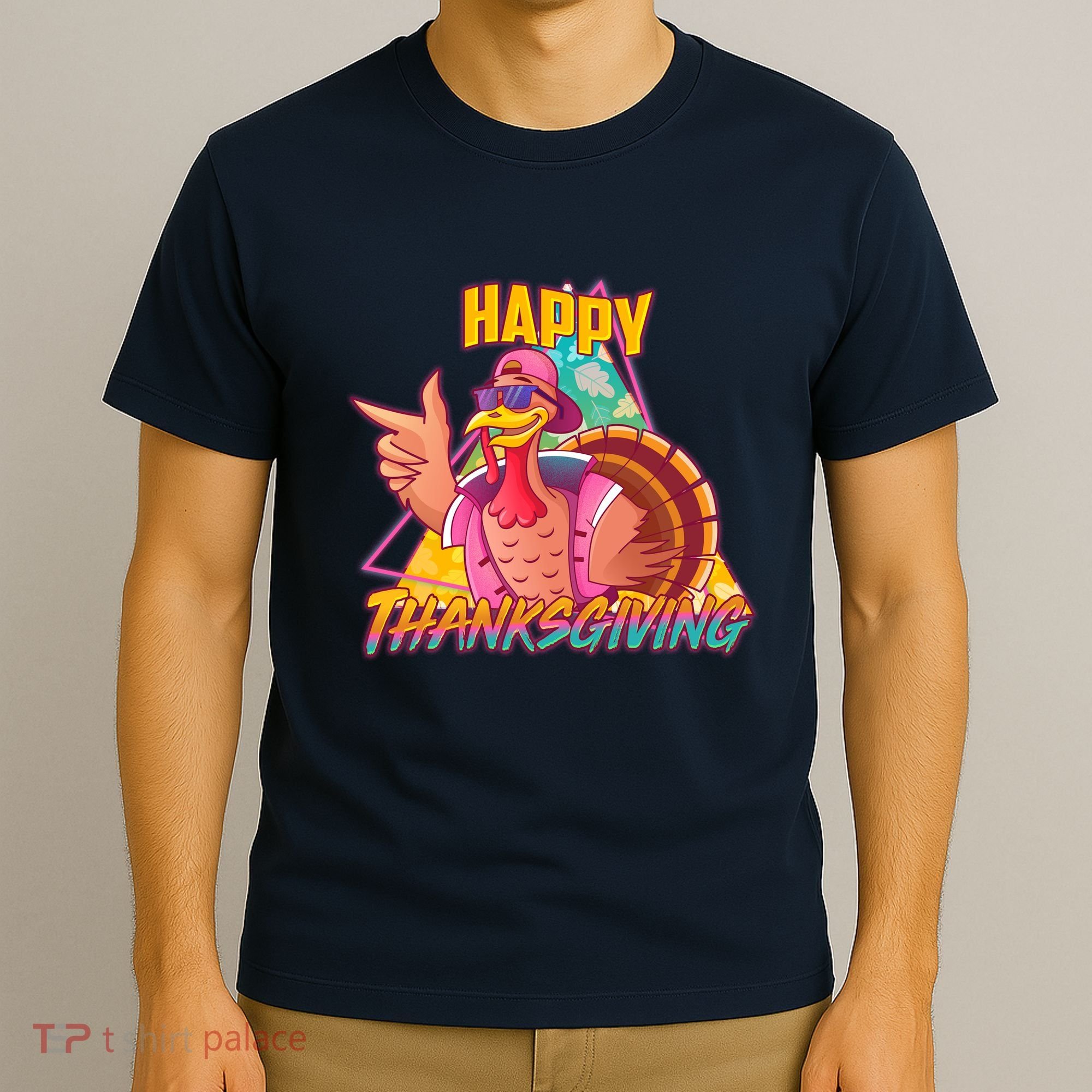 Funny Retro 80s 90s Thanksgiving Turkey T-Shirt