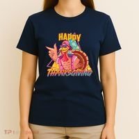 Funny Retro 80s 90s Thanksgiving Turkey T-Shirt thumb 4