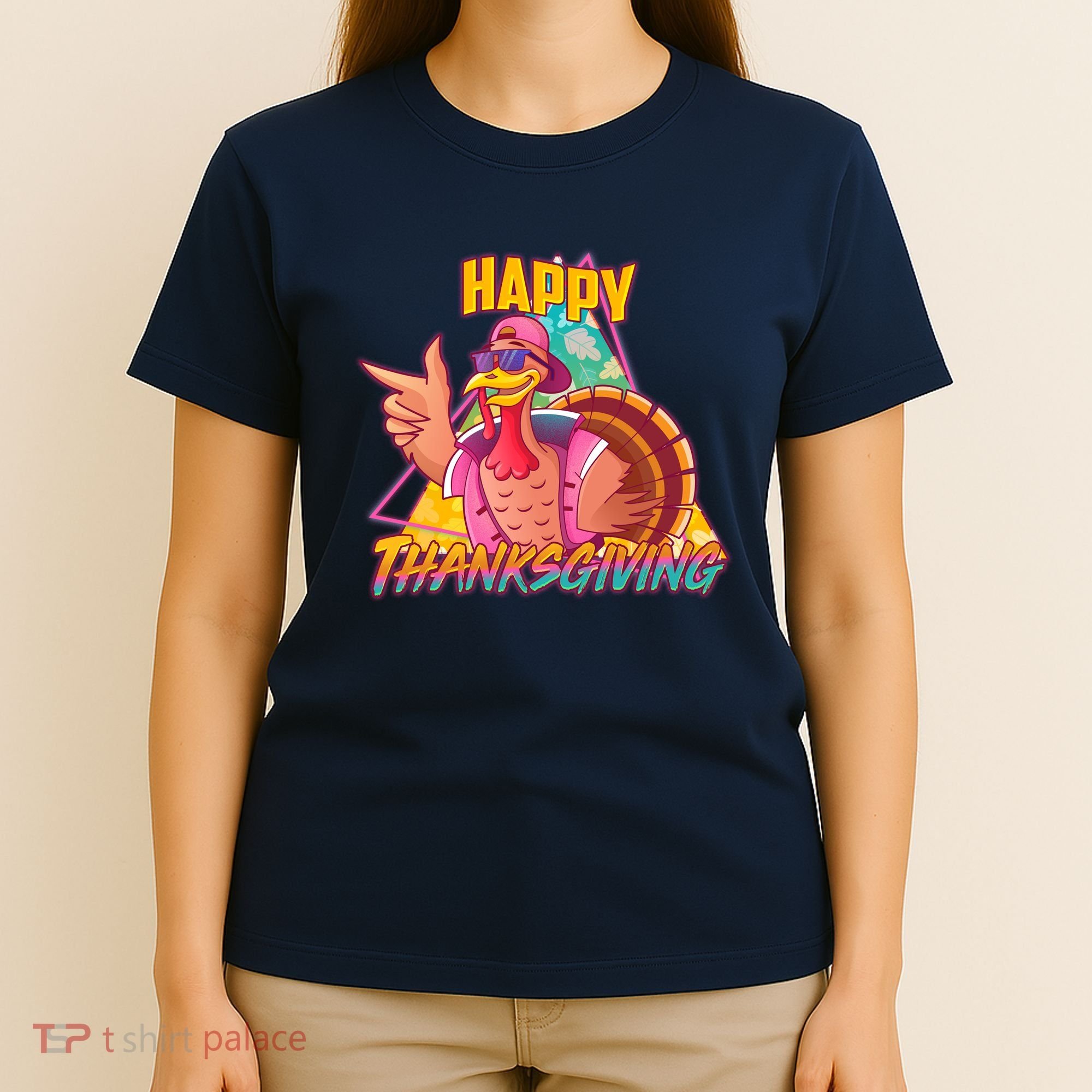 Funny Retro 80s 90s Thanksgiving Turkey T-Shirt