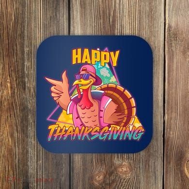 Funny Retro 80s 90s Thanksgiving Turkey Coaster