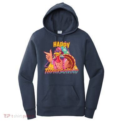 Funny Retro 80s 90s Thanksgiving Turkey Women's Hoodie