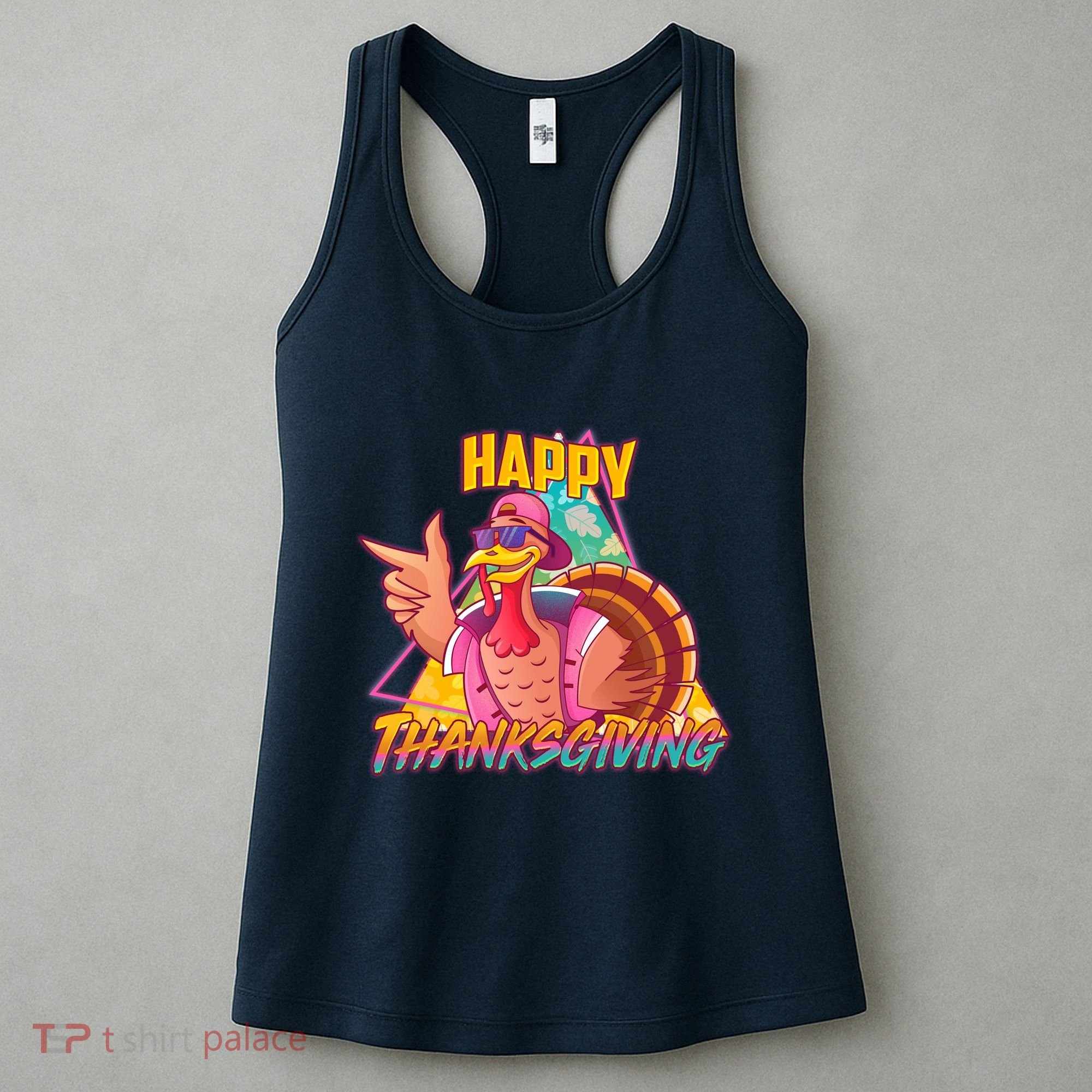 Funny Retro 80s 90s Thanksgiving Turkey Women's Tank Top
