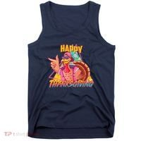 Funny Retro 80s 90s Thanksgiving Turkey Tank Top thumb 0