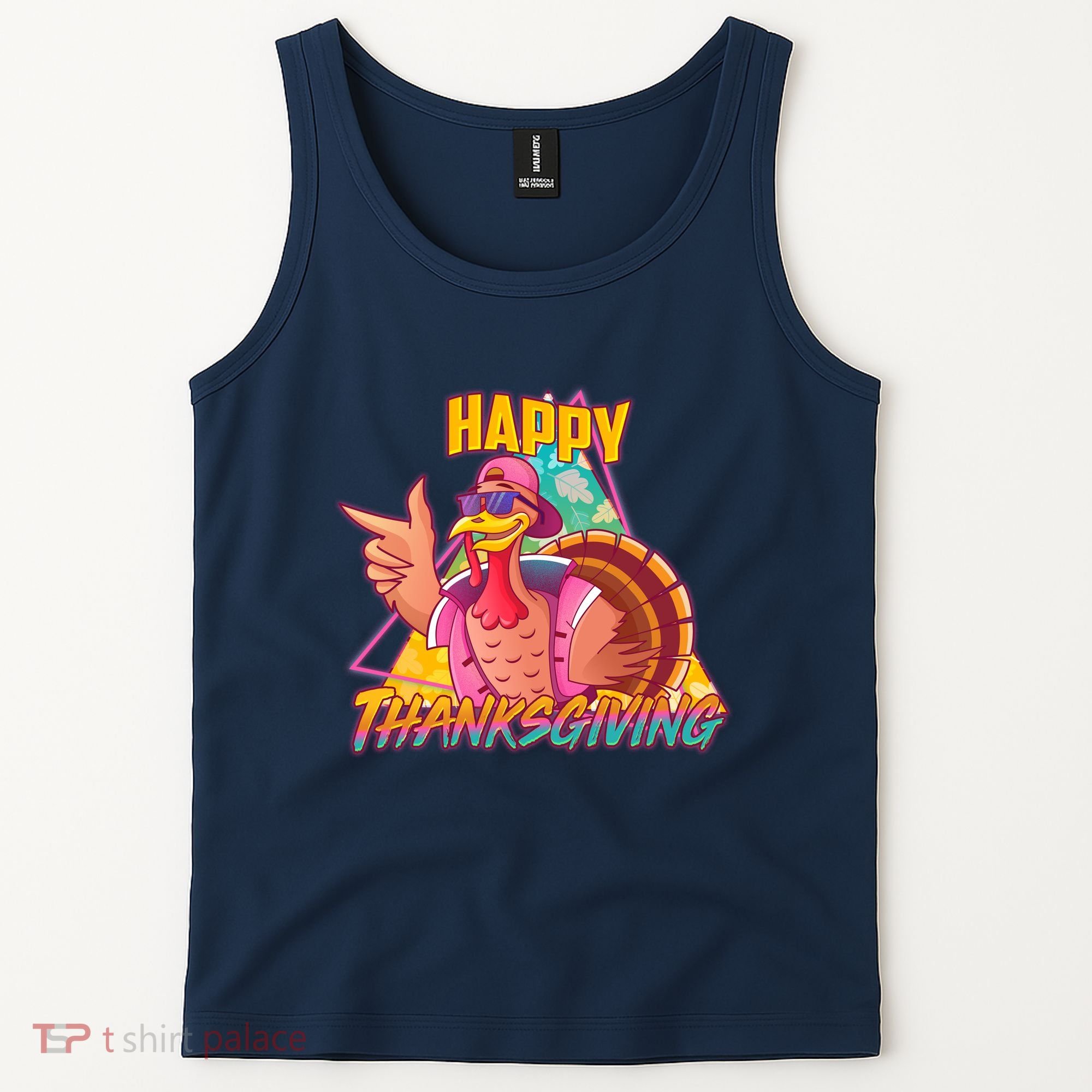 Funny Retro 80s 90s Thanksgiving Turkey Tank Top