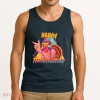 Funny Retro 80s 90s Thanksgiving Turkey Tank Top thumb 3