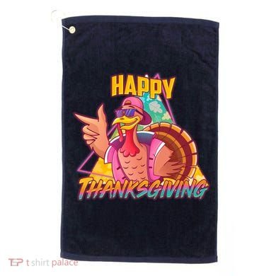 Funny Retro 80s 90s Thanksgiving Turkey Golf Towel