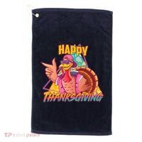 Funny Retro 80s 90s Thanksgiving Turkey Golf Towel thumb 0