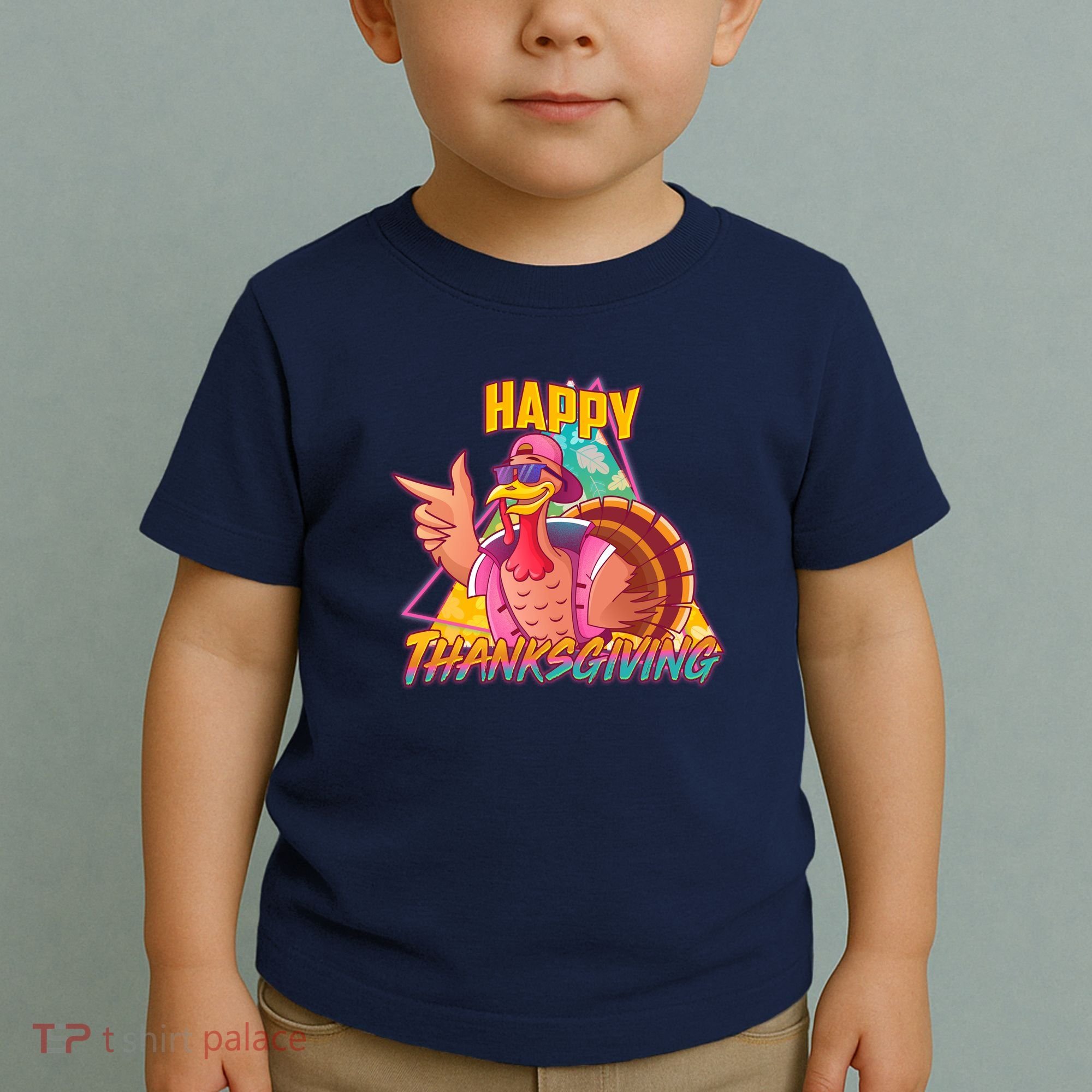 Funny Retro 80s 90s Thanksgiving Turkey Toddler T-Shirt