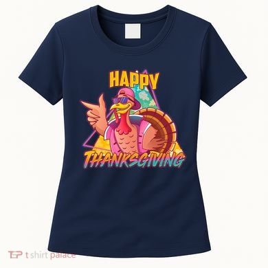 Funny Retro 80s 90s Thanksgiving Turkey Women's T-Shirt