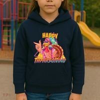 Funny Retro 80s 90s Thanksgiving Turkey Kids Hoodie thumb 3
