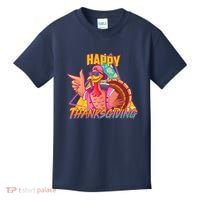 Funny Retro 80s 90s Thanksgiving Turkey Kids T-Shirt thumb 0