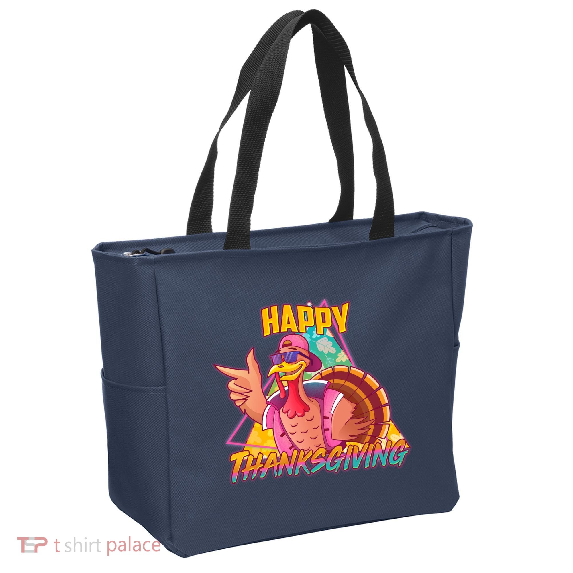 Funny Retro 80s 90s Thanksgiving Turkey Tote Bag
