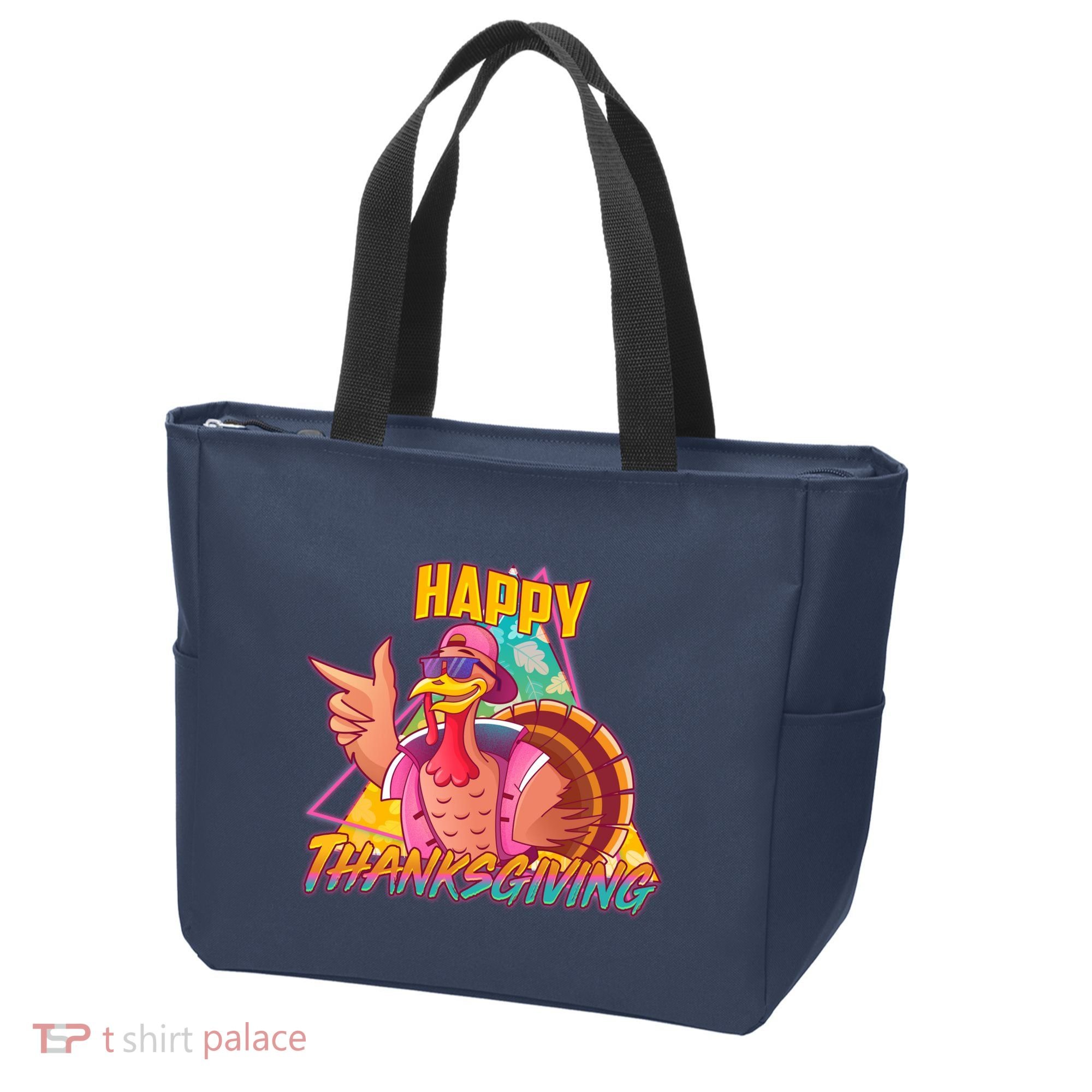 Funny Retro 80s 90s Thanksgiving Turkey Tote Bag
