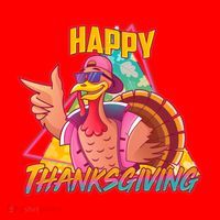 Funny Retro 80s 90s Thanksgiving Turkey Santa Hat thumb 1