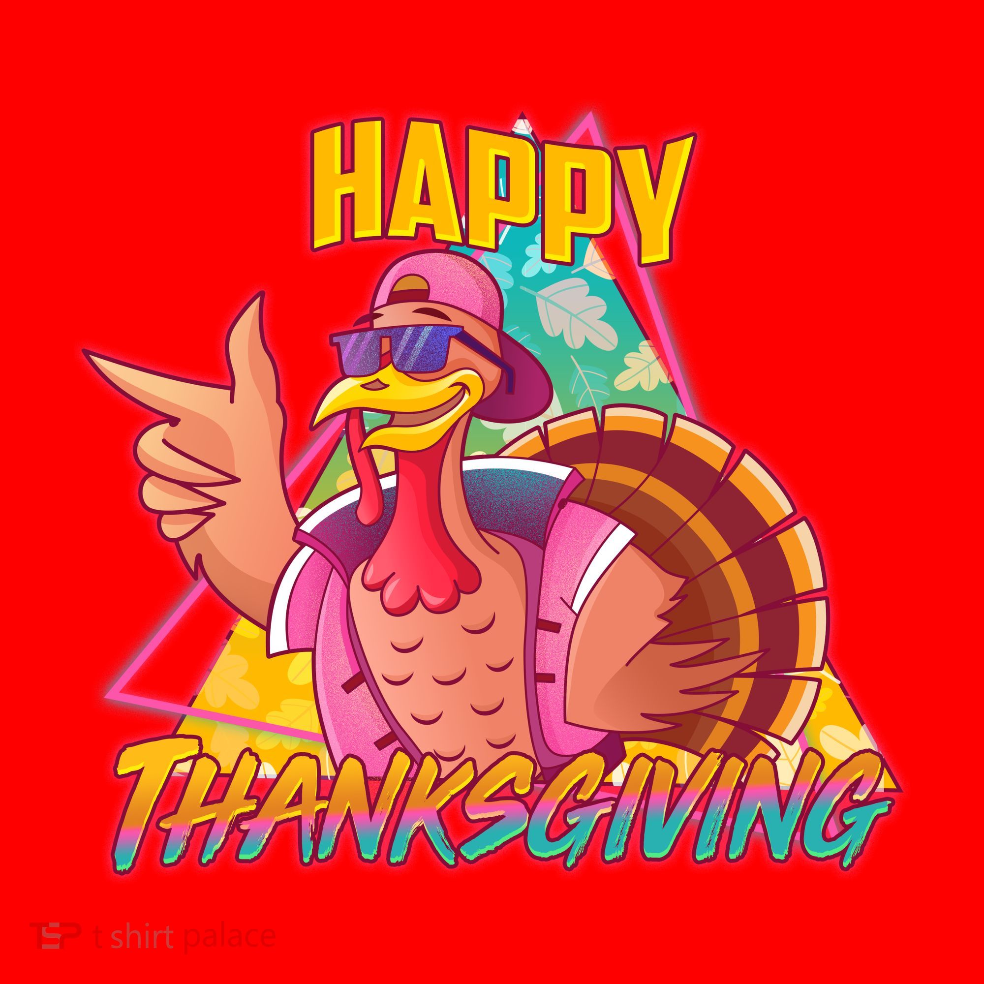 Funny Retro 80s 90s Thanksgiving Turkey Santa Hat
