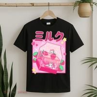 Funny Retro 90s Strawberry Milkshake Carton Kawaii Cat T-Shirt thumb 2