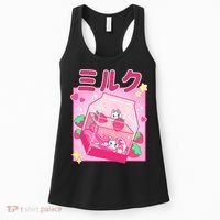 Funny Retro 90s Strawberry Milkshake Carton Kawaii Cat Women's Tank Top thumb 0