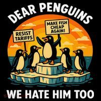 Funny Resist Against Tariffs Dear Penguins We Hate Him Too Kids Sweatshirt thumb 2