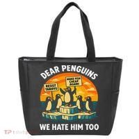 Funny Resist Against Tariffs Dear Penguins We Hate Him Too Tote Bag thumb 0