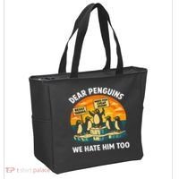 Funny Resist Against Tariffs Dear Penguins We Hate Him Too Tote Bag thumb 2
