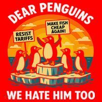 Funny Resist Against Tariffs Dear Penguins We Hate Him Too Santa Hat thumb 1
