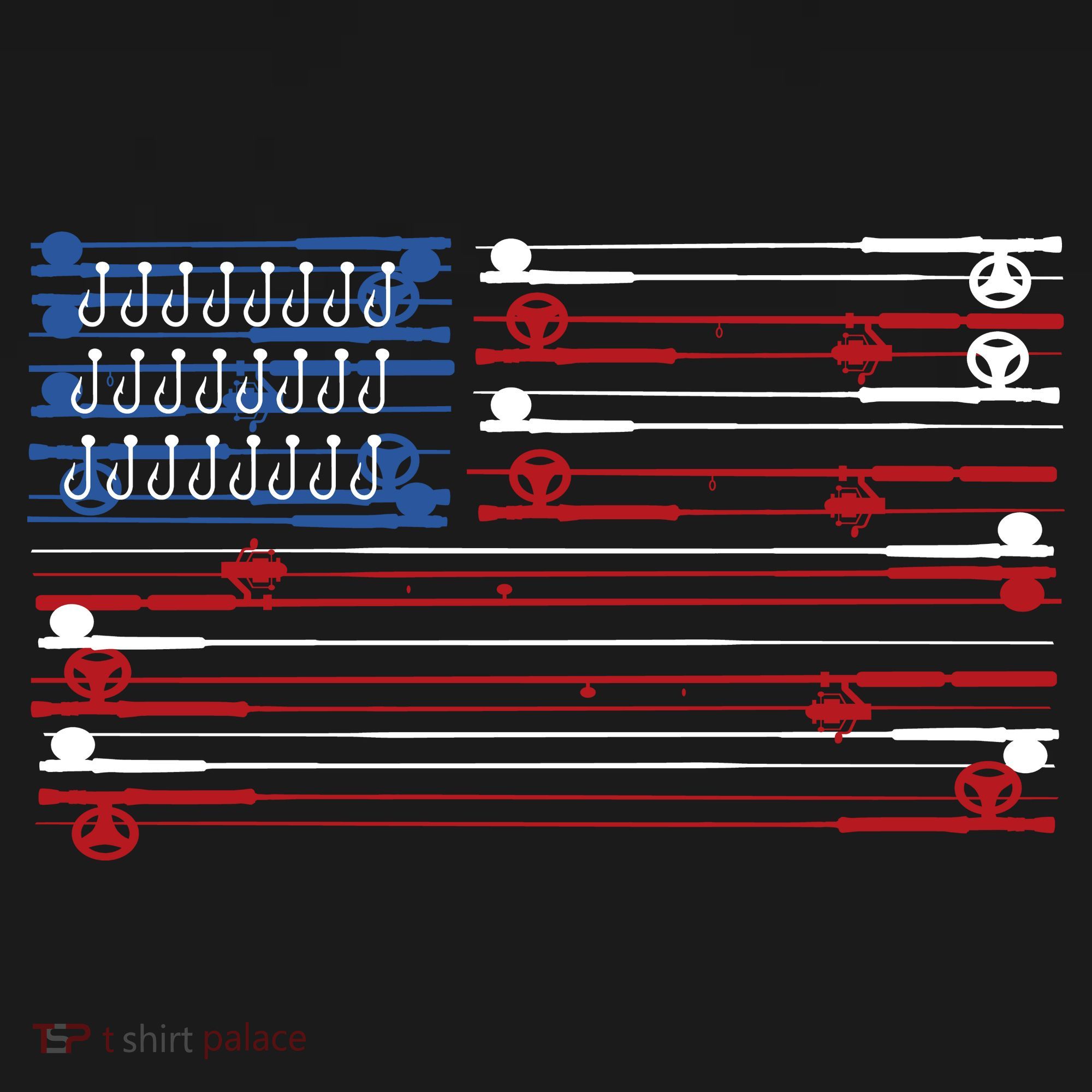 Fishing Rods American Flag Button