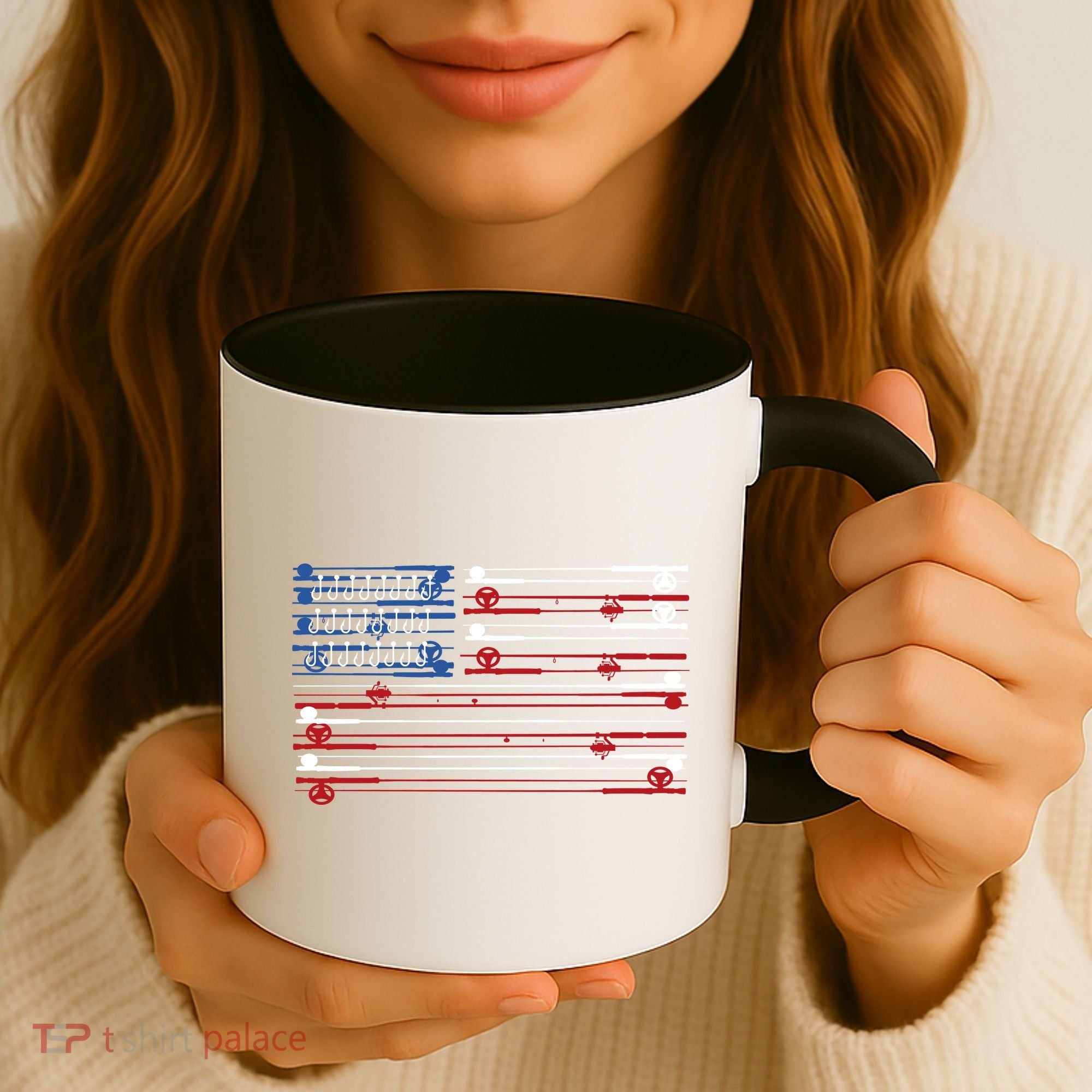 Fishing Rods American Flag Coffee Mug