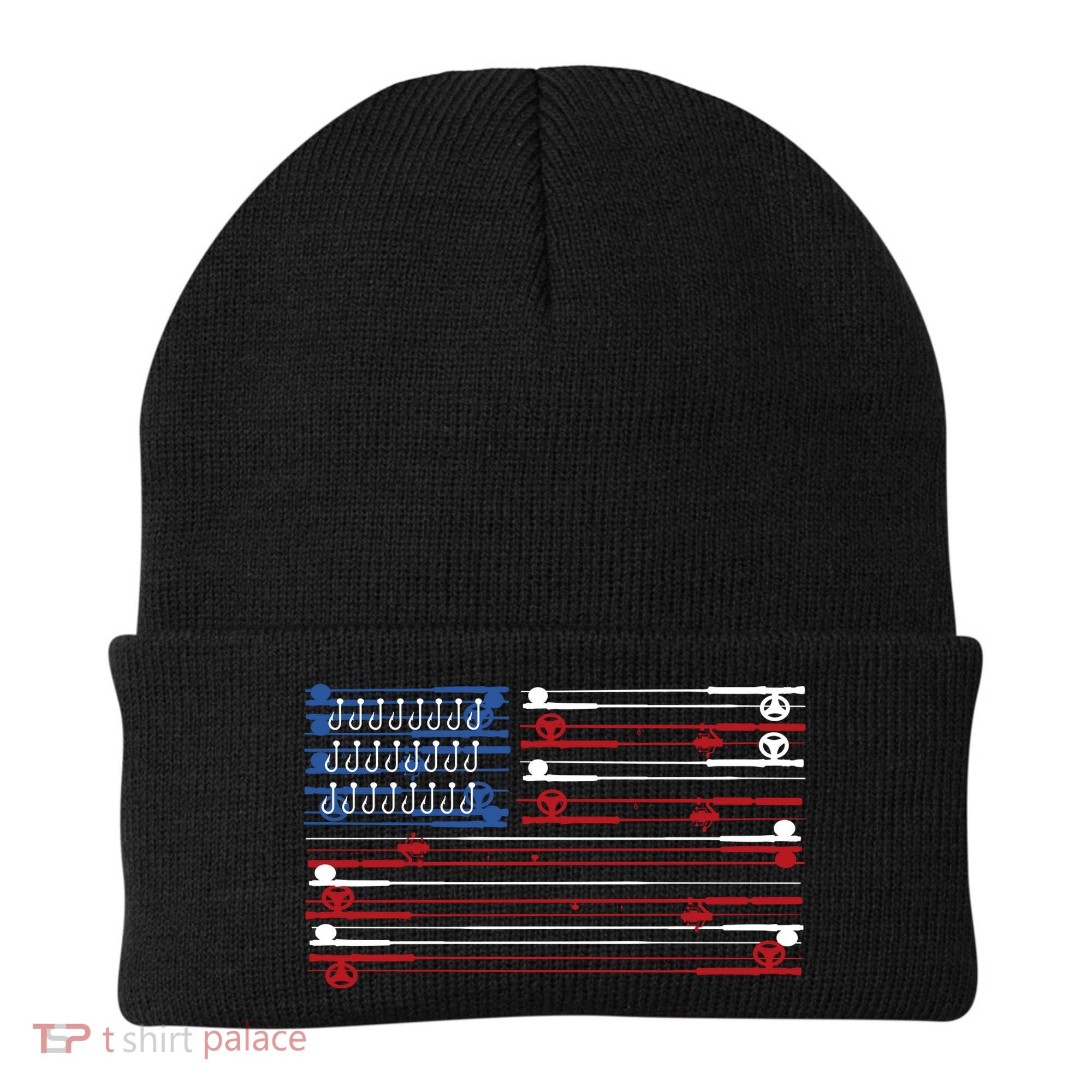 Fishing Rods American Flag Beanie
