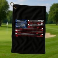 Fishing Rods American Flag Golf Towel thumb 1