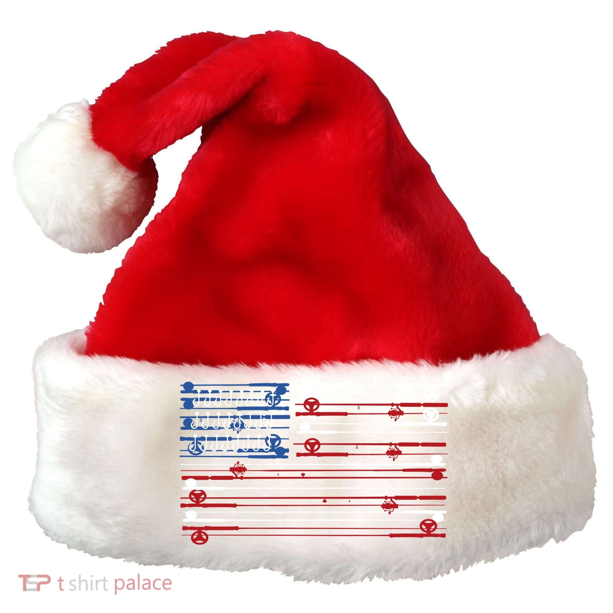 Fishing Rods American Flag Santa Hat