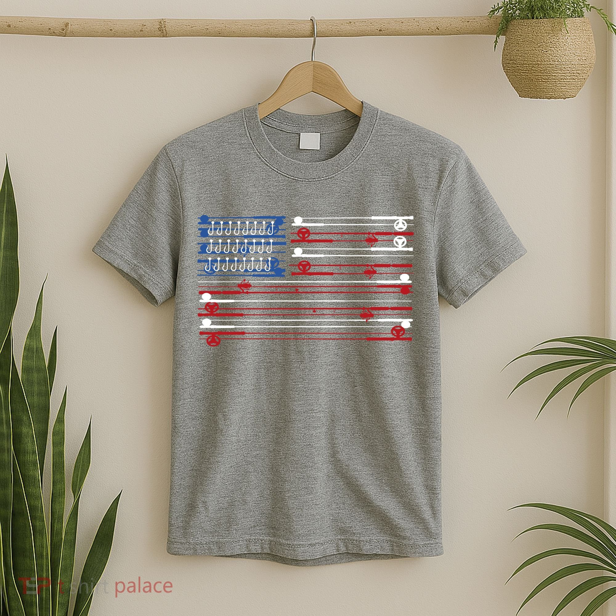 Fishing Rods American Flag T-Shirt