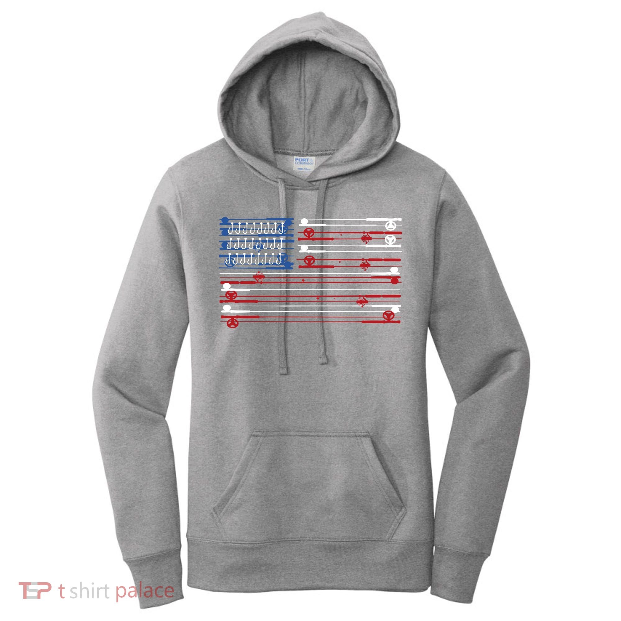 Fishing Rods American Flag Women's Hoodie