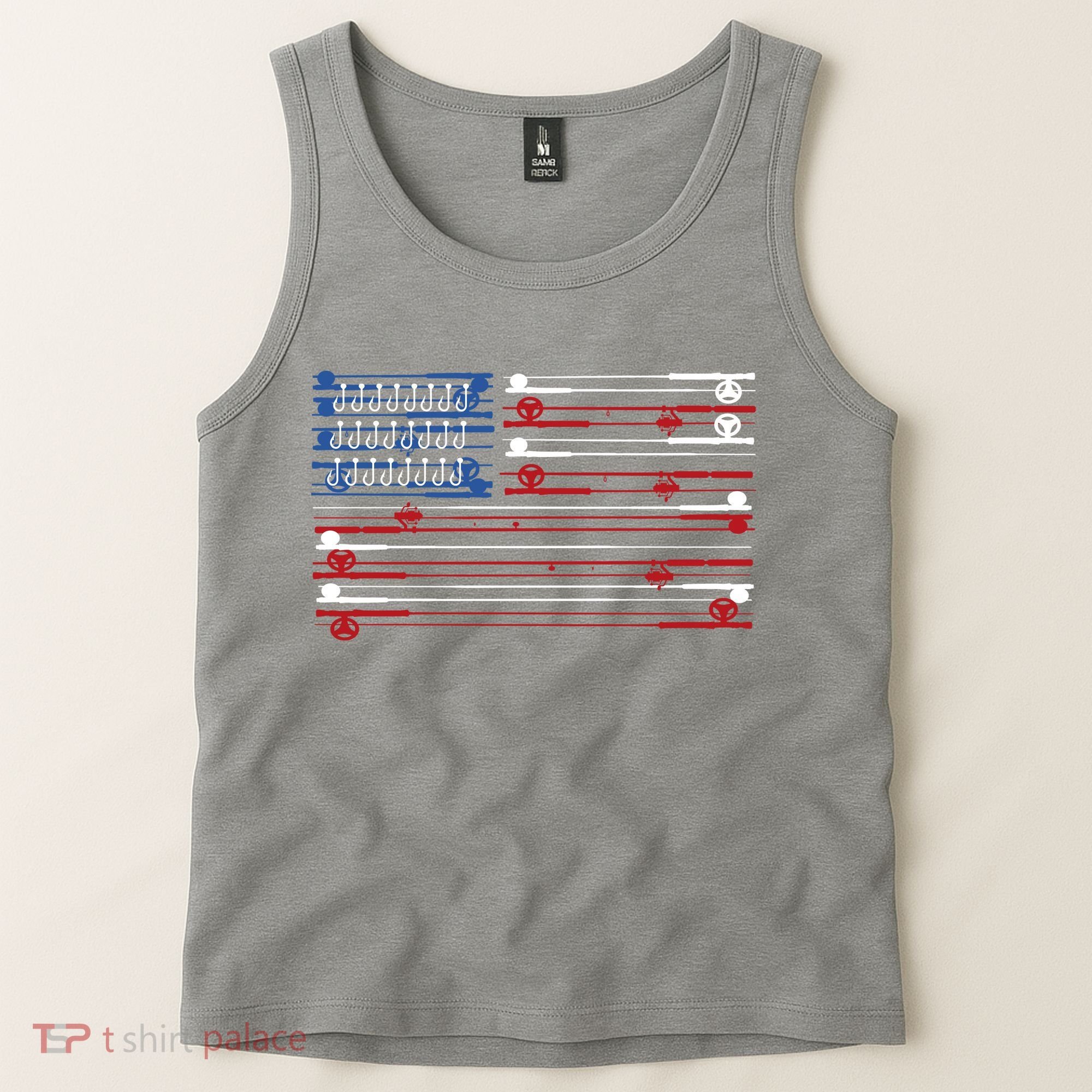 Fishing Rods American Flag Tank Top