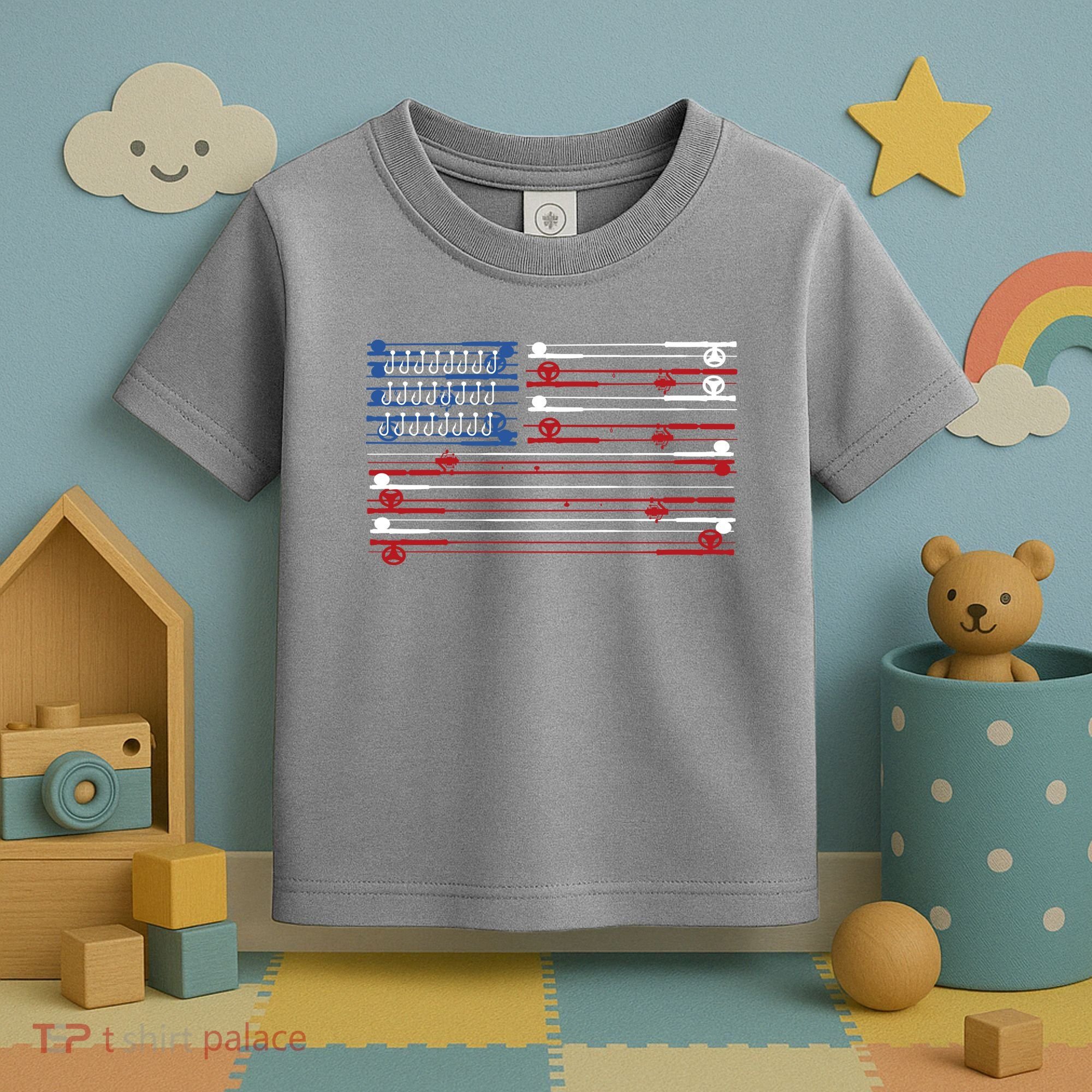Fishing Rods American Flag Toddler T-Shirt
