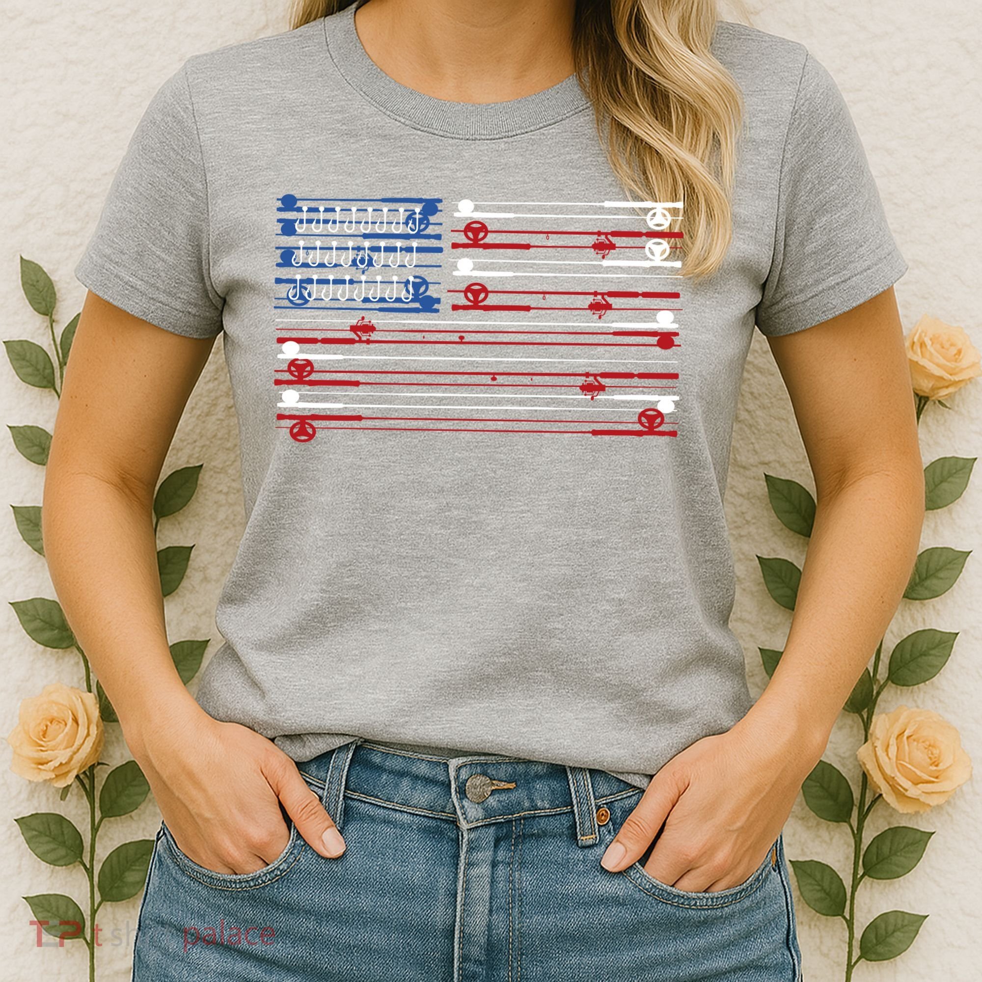 Fishing Rods American Flag Women's T-Shirt
