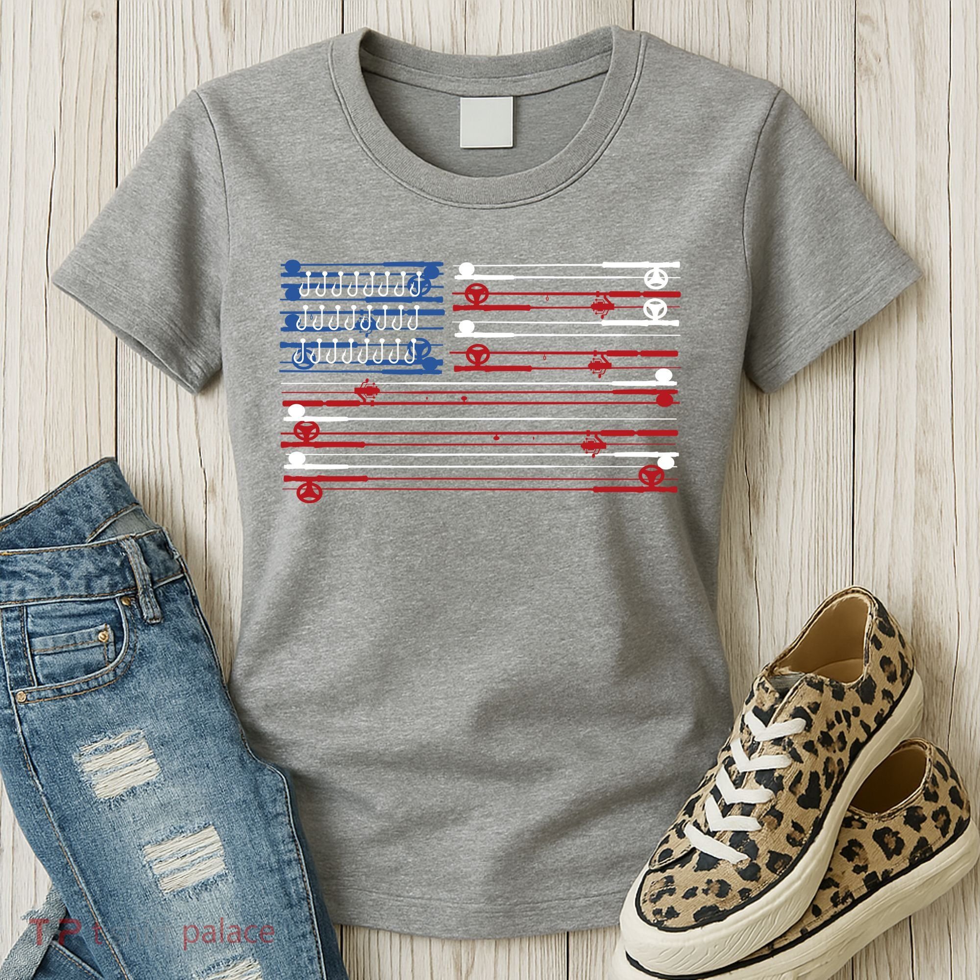 Fishing Rods American Flag Women's T-Shirt