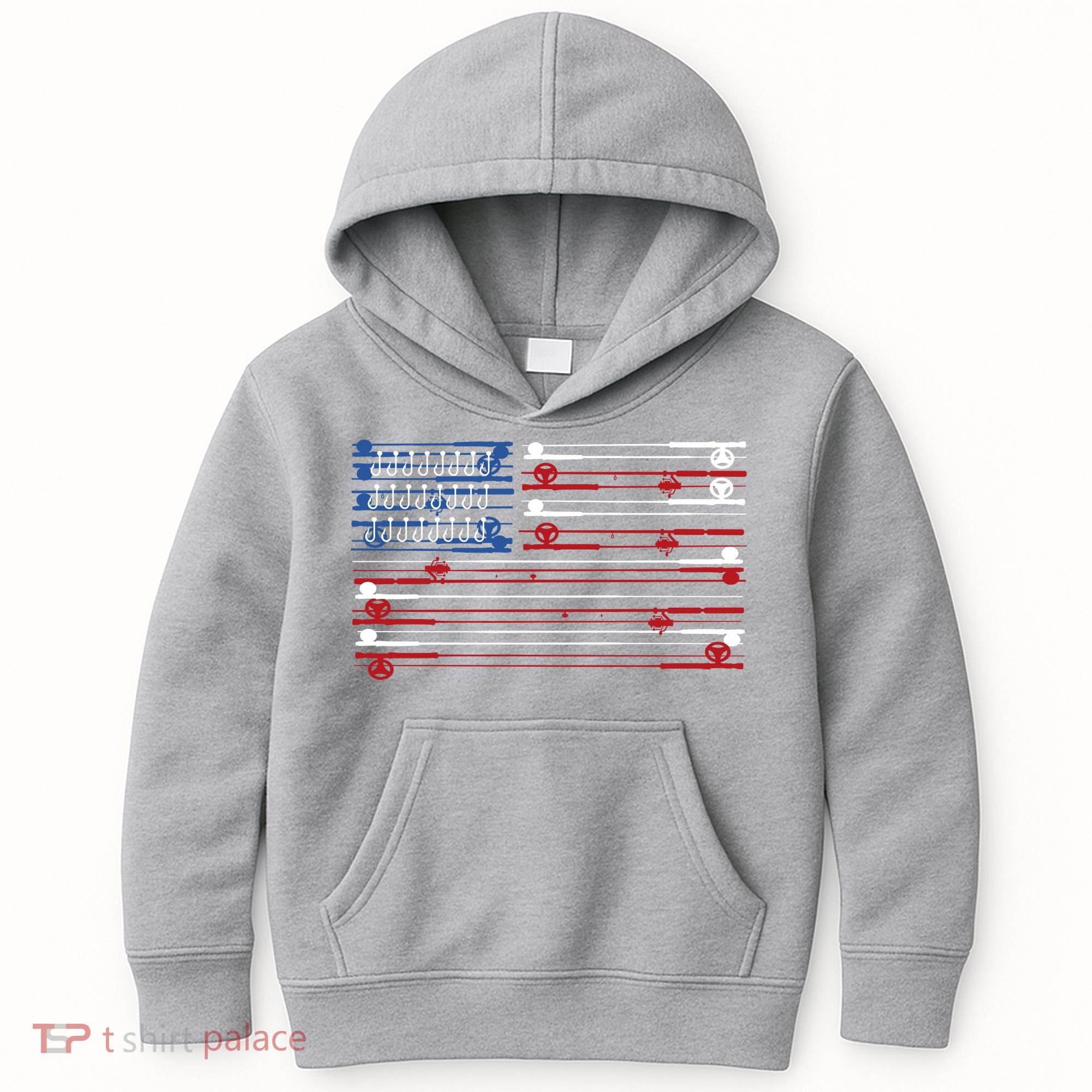 Fishing Rods American Flag Kids Hoodie