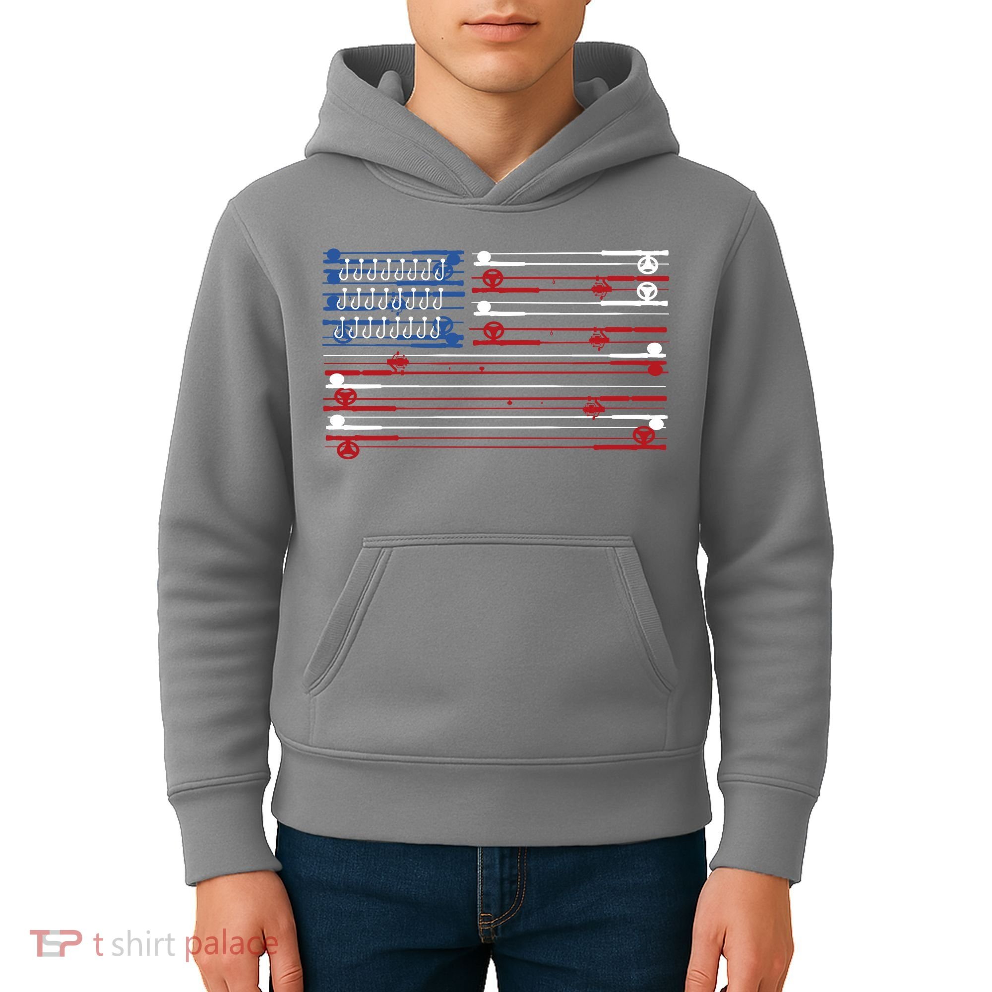 Fishing Rods American Flag Kids Hoodie
