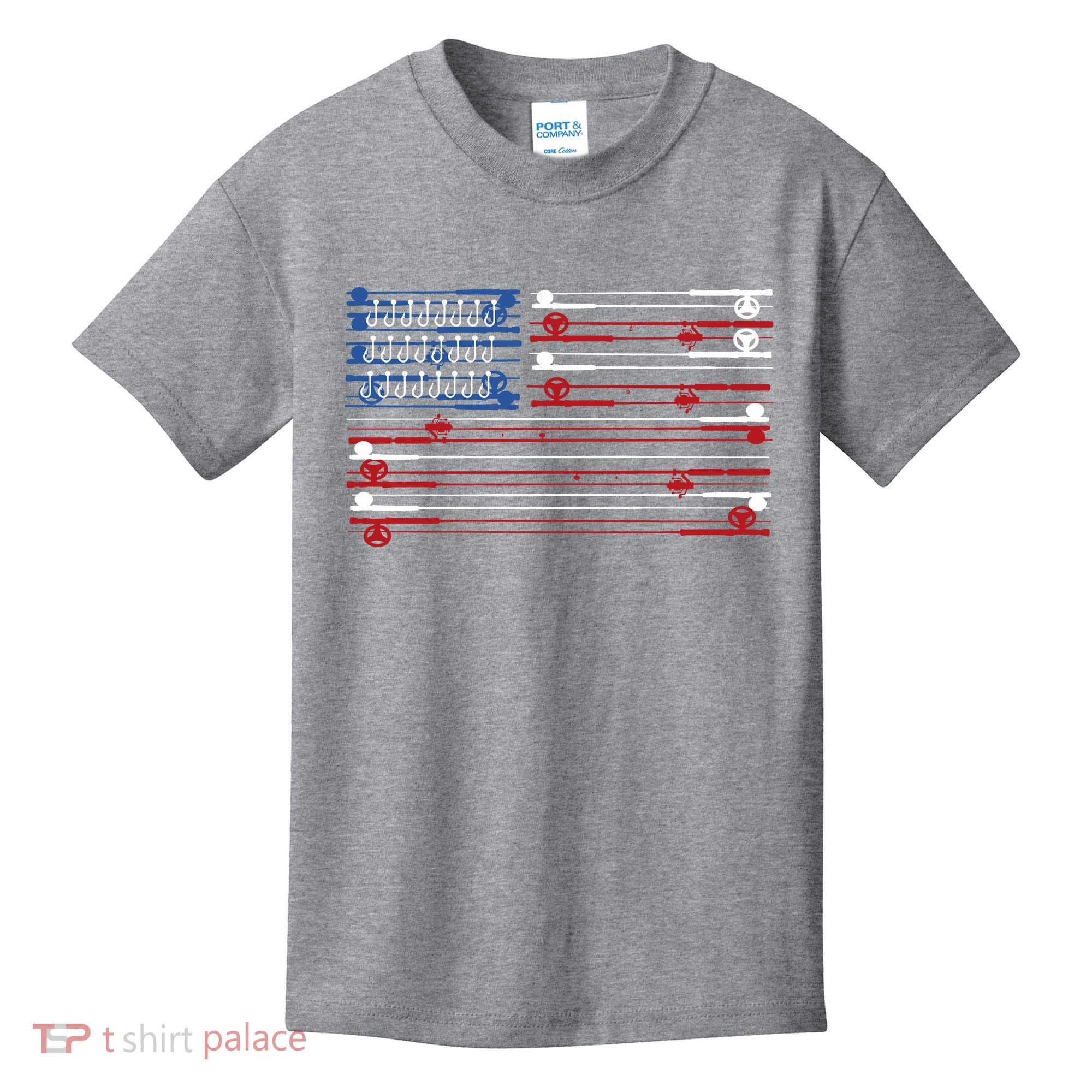 Fishing Rods American Flag Kids T-Shirt