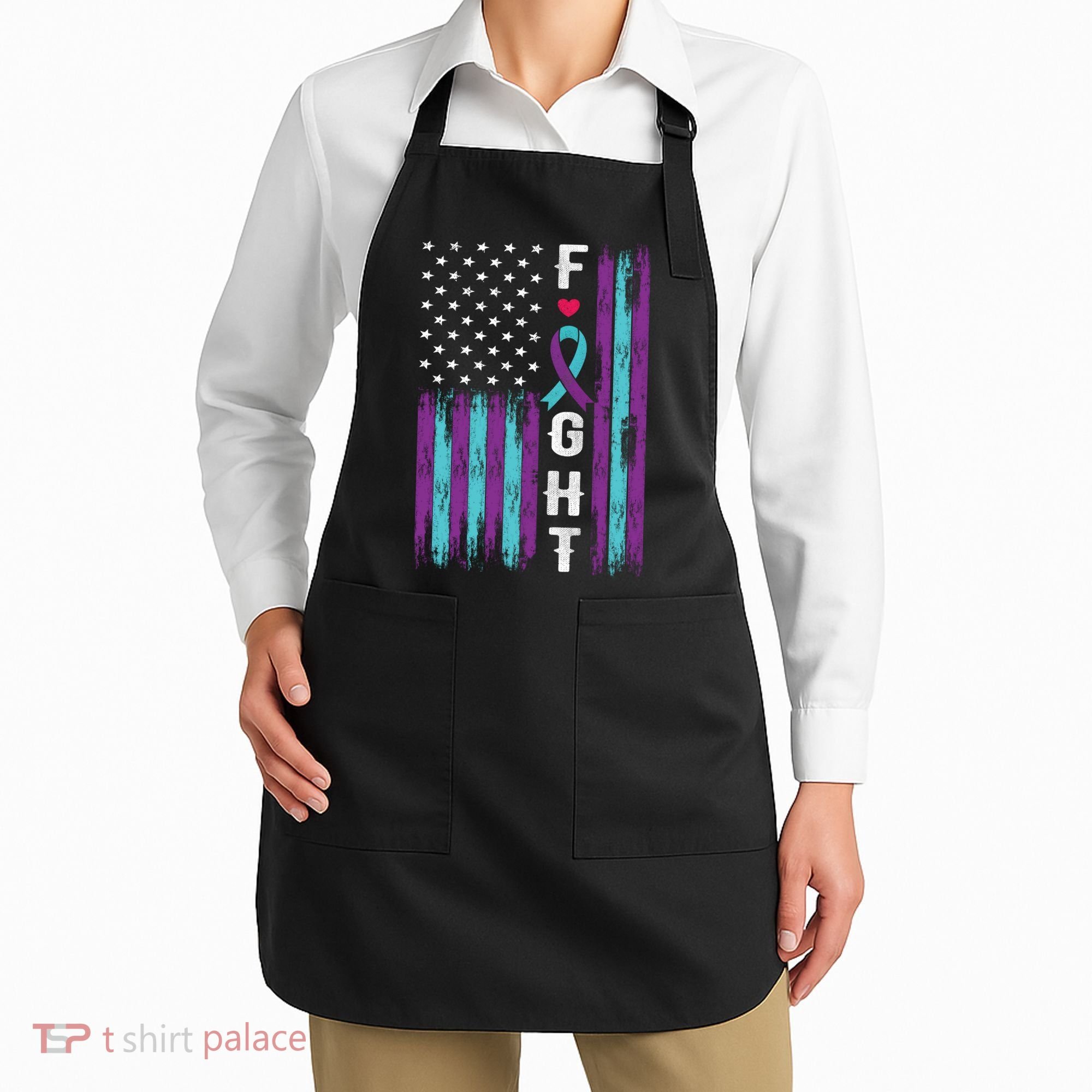 Fight Ribbon American Flag Suicide Prevention Awareness Apron