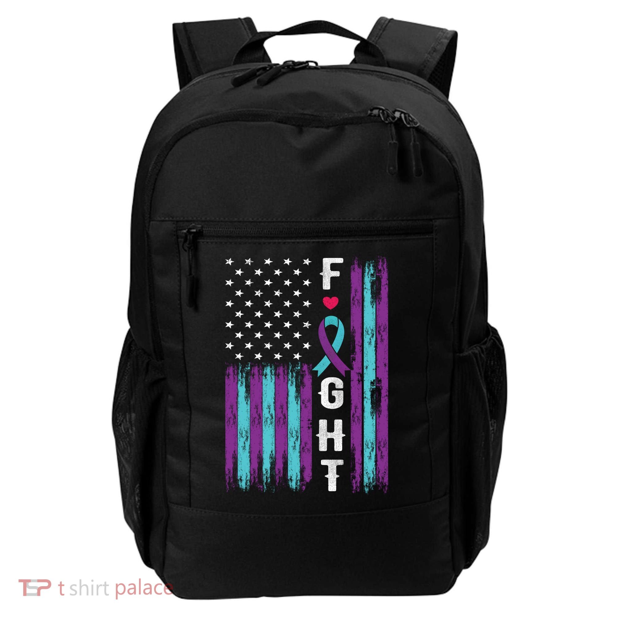 Fight Ribbon American Flag Suicide Prevention Awareness Backpack