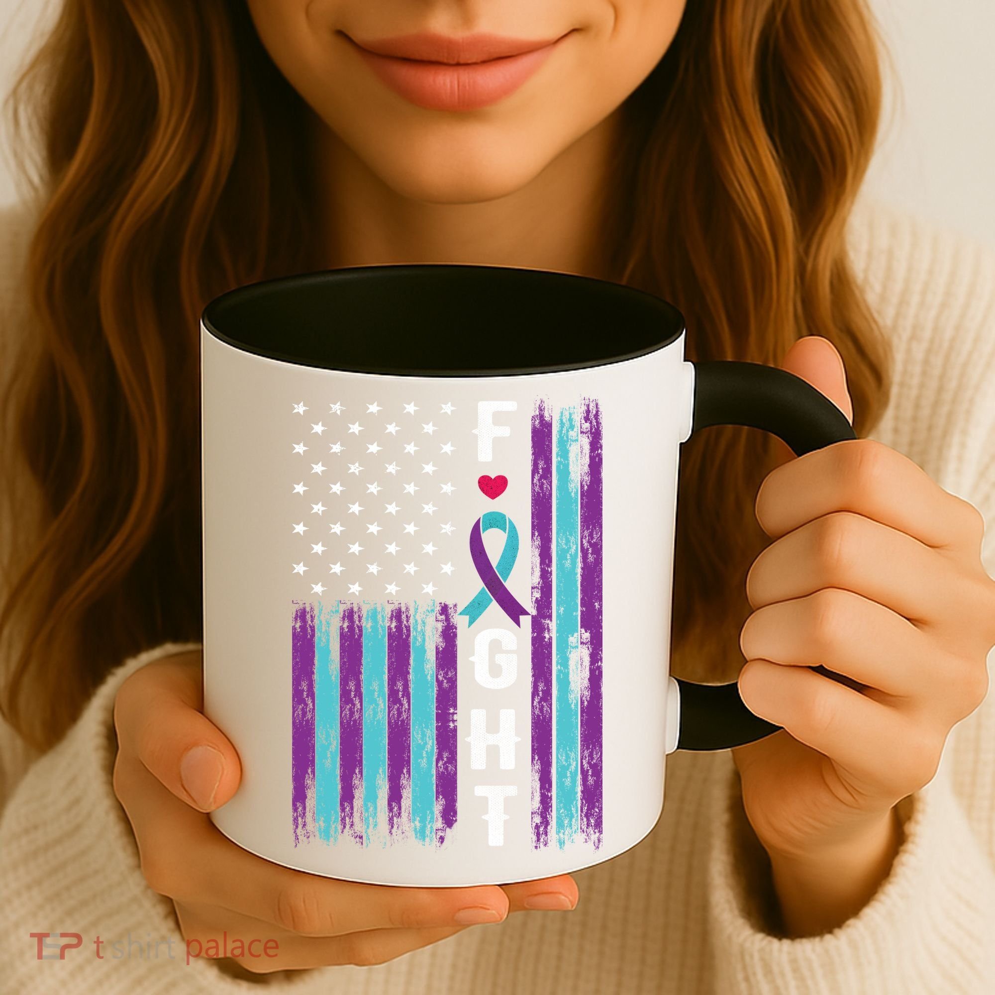 Fight Ribbon American Flag Suicide Prevention Awareness Coffee Mug