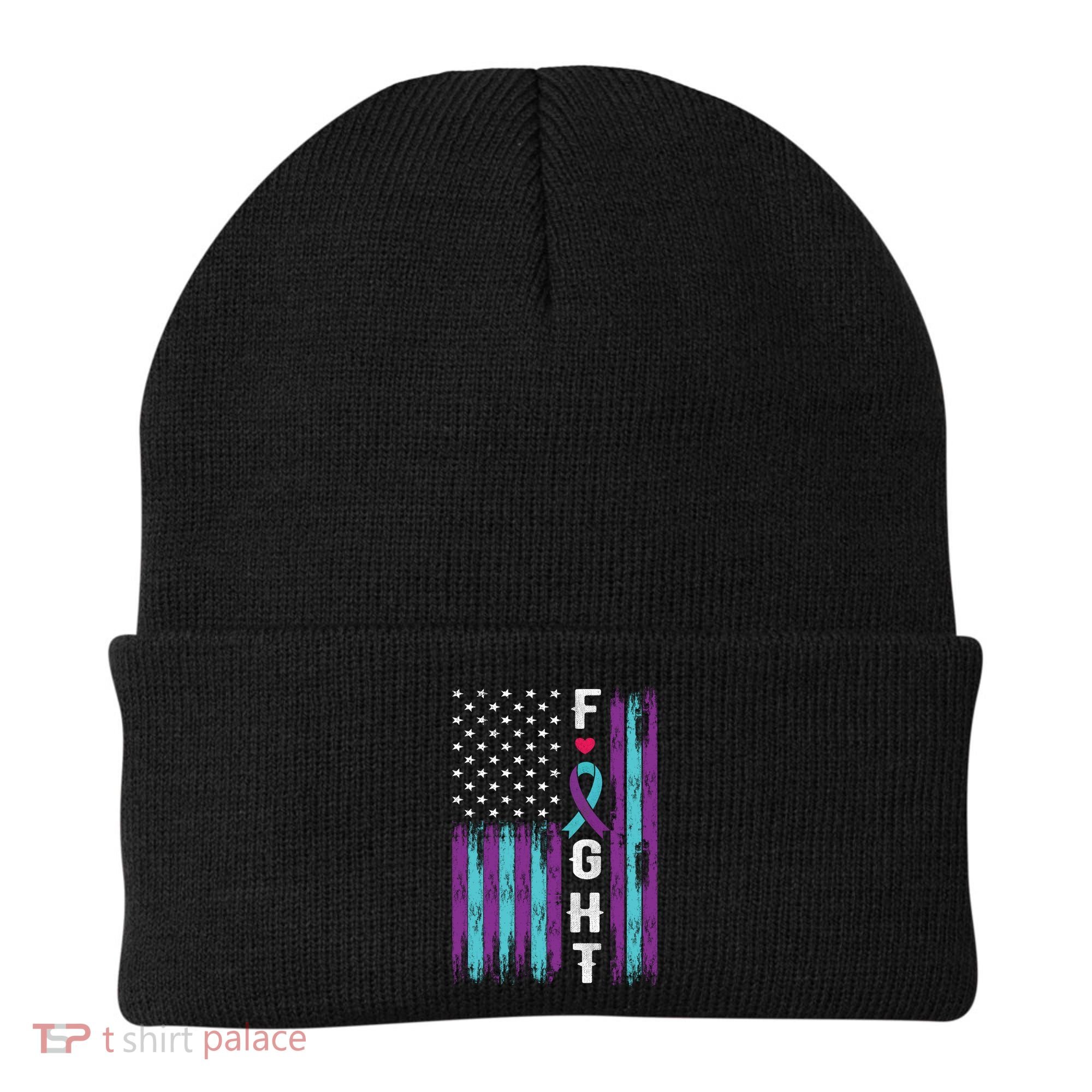 Fight Ribbon American Flag Suicide Prevention Awareness Beanie