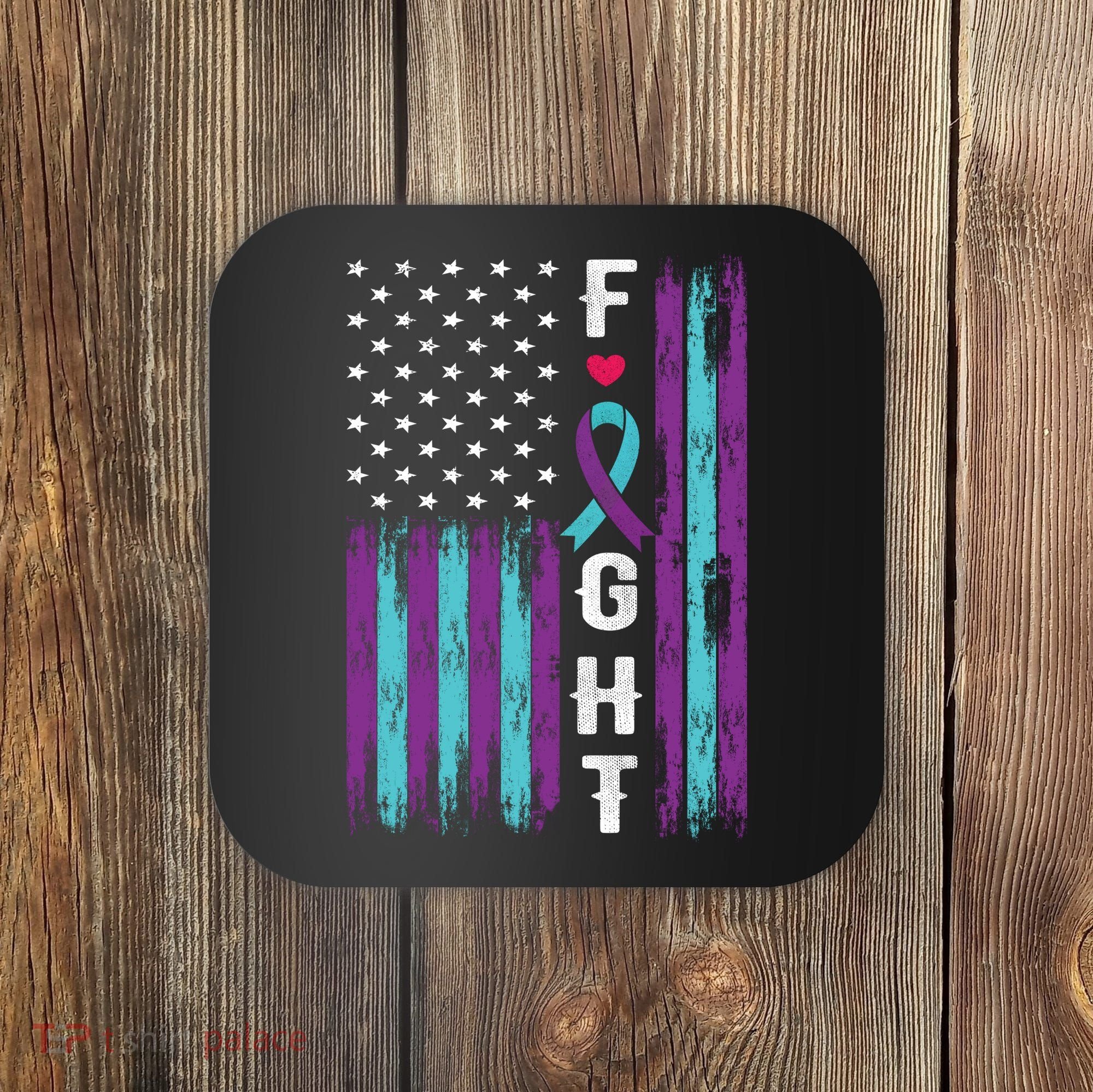 Fight Ribbon American Flag Suicide Prevention Awareness Coaster