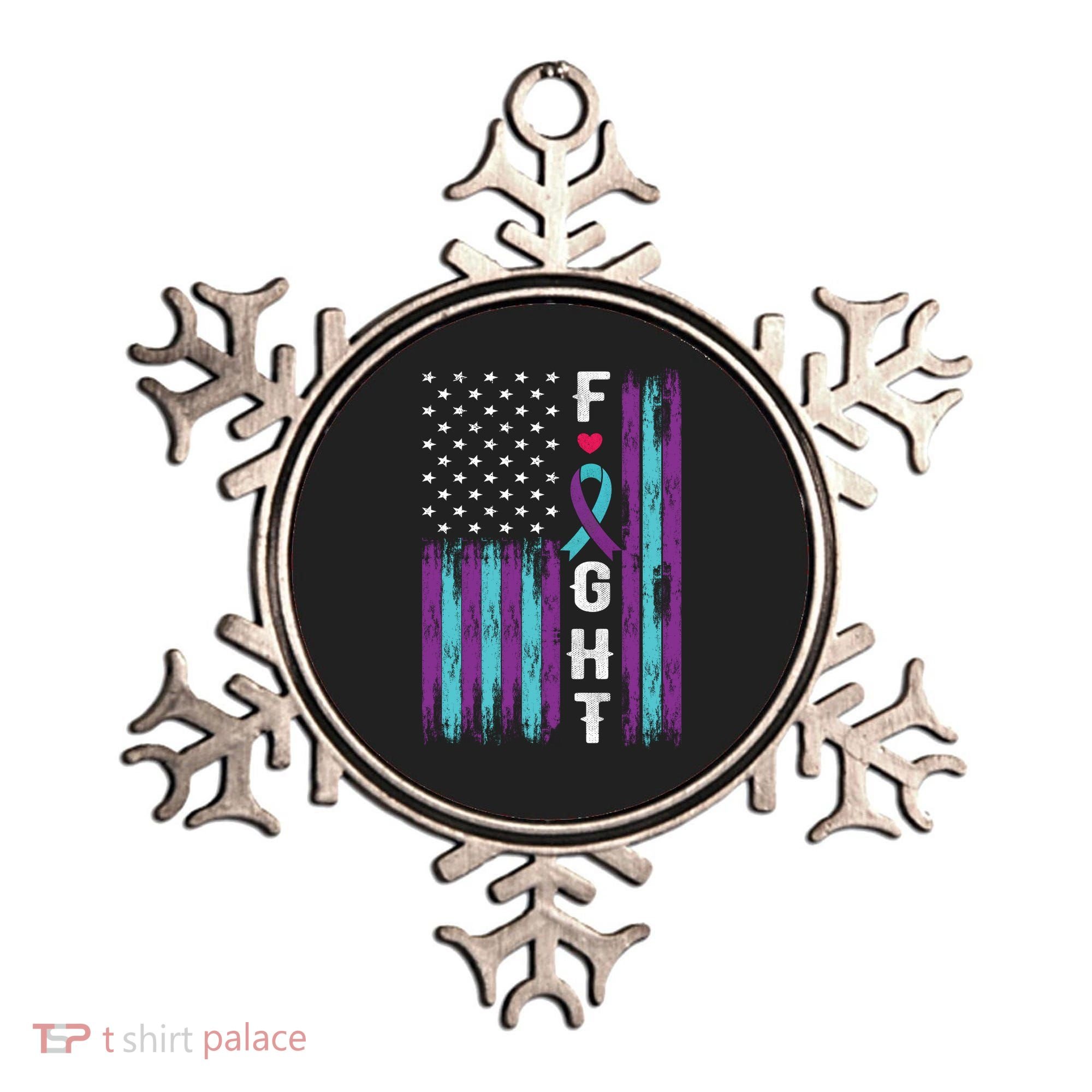Fight Ribbon American Flag Suicide Prevention Awareness Ornament