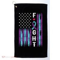 Fight Ribbon American Flag Suicide Prevention Awareness Golf Towel thumb 0